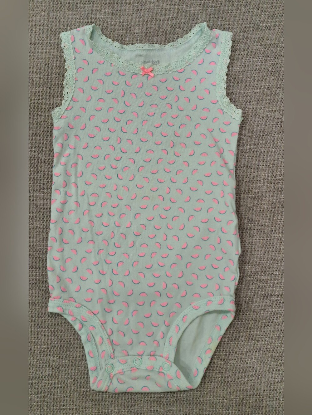 2/$10 Sleeveless Baby Girl Onesie Tank Top Watermelon Fruit Print Lace Trim